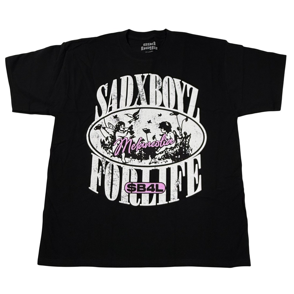 Sad Boyz Junior H Melancholia For Life Jesus Graphic T-Shirt Black XL USA Made